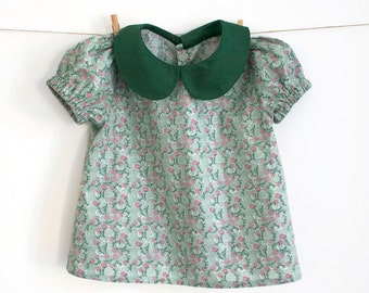 Baby and Girl Peter Pan Collar Shirt with Puff Sleeves – Pattern PDF Sewing Pattern – Instant download