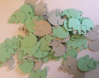 Elephant Confetti, Elephant Baby Shower, Mint Green Gray Elephant Confetti, Elephant Die Cut, Elephant Cut Out, Elephant Birthday