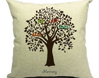 Birds of Harmony Pillow Cover 18x18"