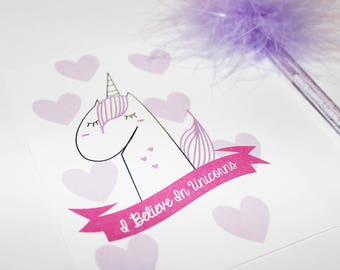 Postcard I Believe In Unicorn card