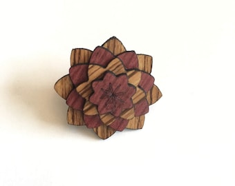 Purple Heart & Zebra Wood Lapel pin - Wood Lapel Pin - Mens lapel flower