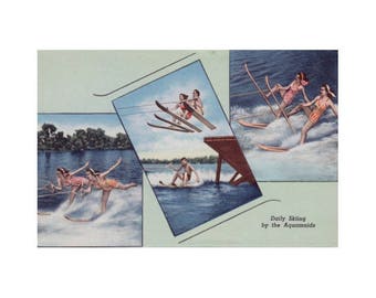 Digital Download, Old Florida, Vintage Postcard, Cypress Gardens, Water Ski, Winter Haven, Women Water Skiers, Aqua Maids, Instant Printable