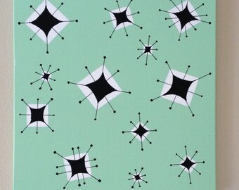 Mid Century Modern Wall art Atomic 1950s Starburst painting