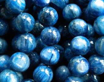 A, Blue Kyanite Beads, Natural Kyanite Gemstone Beads Smooth Round Loose Stone Beads 12mm 10 pcs