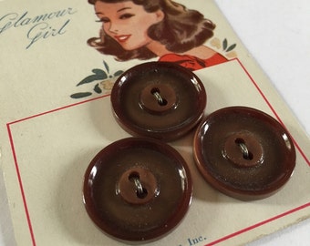 Vintage 1940's Brown Coat Buttons