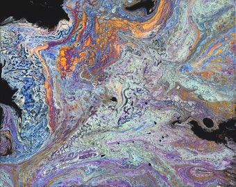N.4 - Art Painting - Frosted - Fluid acrylic - Art Acrylic Painting On Canvas By Irena Rudman - Size:16" x 20" (40.5 cm x 51 cm)