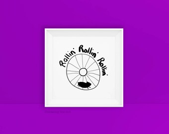 Rollin' Rollin' Rollin' Hamster Print, 6x6 Hamster Print, Hamster Gift, Hamster Lover Gift, Hamster