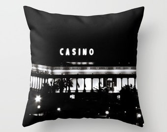 Casino Pillow, Black Pillow WITH Insert, Black and White Pillow, Man Cave Pillows, Man Cave Decor, Manly Gift, Casino Gifts, Gambling Gift