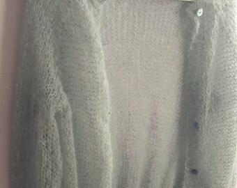 Hand knitted alpaca cardigan / capelet. Handmade loose knitted soft & cozy cardigan made by alpaca and silk. Available in many colors.