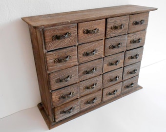Wooden drawers box- 20 drawers- Jewelry Chest of drawers- Apothecary Cabinet- Desktop Organizer - Trinket Storage- Cabinet box- trinket keep