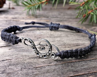 Hemp Treble Clef Music Bracelet
