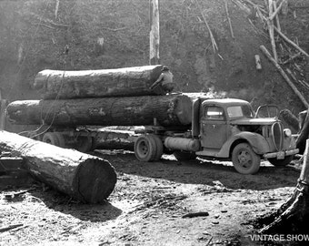Vintage Logging Truck Photo - Tillamook Oregon - Old Photo