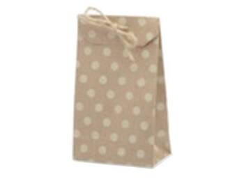 2 bag gift 7 x 12 cm cardboard brown beige polka dots