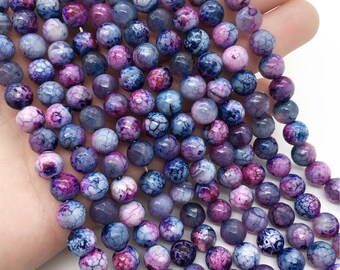 8mm Faceted Purple Agate Beads, Round Gemstone Beads, Wholesale Beads
