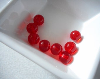 Glass Beads, Red Beads, Loose beads, 8mm beads, jewelry beads, round beads, destash supplies, red loose beads, glass round beads