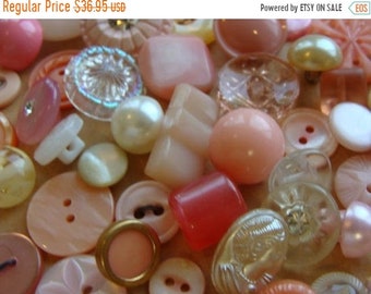 ONSALE 50 Antique Buttons Vintage Blush and Peach Glass Buttons Rhinestone Blushing Bride Wedding Button Jewelry Collection Lot N0 22