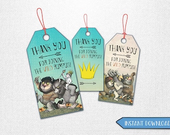 Where the Wild Things Are thank you tags, Where the Wild Things Are tags, Where the Wild Things Are favor tags!