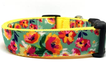 Floral dog collar, flower dog collar, spring dog collar, adjustable collar, girl dog collar, dog collar, collar, designer dog collar