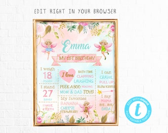 Fairy birthday milestone tem, TRY BEFORE you BUY, instant download, Birthday Sign,Milestones,Birthday Board