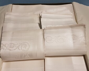 Set of Vintage Irish Damask Linen, Never Removed From The Box