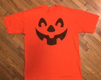 80's Jack O' Lantern Orange Halloween Pumpkin T-shirt