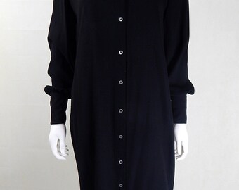 Vintage 1970s Zandra Rhodes Black Statement Collar Dress UK Size 12