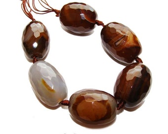 Brown Faceted Rice Agate Gemstone Beads