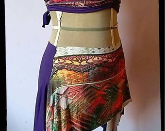 set for tribal bellydancer choli and tribal kilt ethnic multicolor fantasy