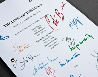 Lord of the Rings: Fellowship of the Ring Film Movie Script with Signatures / Autographs Reprint Unique Gift Christmas Xmas Frodo LOTR Geek