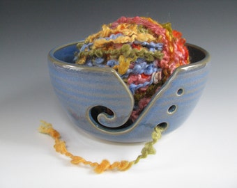 Ceramic Pottery Knitting Bowl / Yarn Bowl in Blue