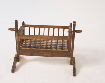 Miniature Rocking Crib, Dollhouse Crib, Miniature Doll Crib, Miniature Baby Crib, Wooden Crib, Crib, Vintage Crib