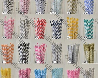 200 Pieces Paper Drinking Straws in Striped/Chevron/Polka Dot for any venue birthday parties