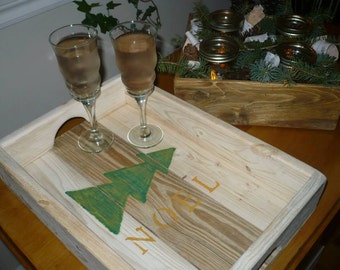 Christmas in recycled wood tray