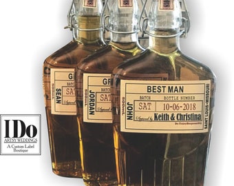 Liquor Flask Labels - Wedding Groomsman Whiskey Bottle Labels - Craft Liquor Labels - Custom Wedding Party Gifts - Just the Label