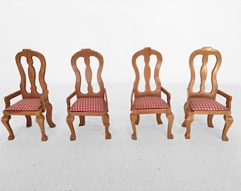 Dollhouse CHAIRS Set 4 Pieces Dining Room Miniatures Wood + Gingham