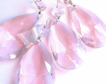 ONE Pink Teardrop Chandelier Crystal 63mm Prisms Almond