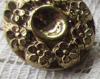 12 Vintage 1970s Czech Glass Buttons Handmade Gold Glass Czechoslovakia #50