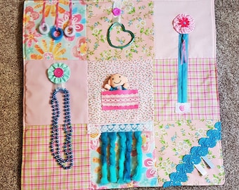 Fidget Blanket Fiddle quilt/ activity sensory busy/ Dementia Alzheimers Stroke Autism Brain Injury