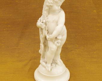 White Cherub Figurine 18th century Sheepskin wolf Greek Mythology Rare Joseph-Gaspard Robert French blanc de chine GR mark