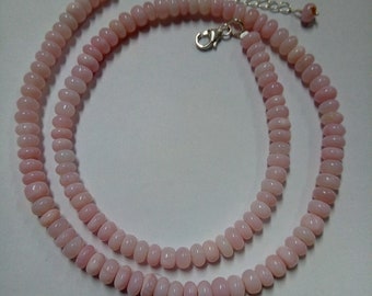 Stylish Pink Opal Gemstone Beads Necklace