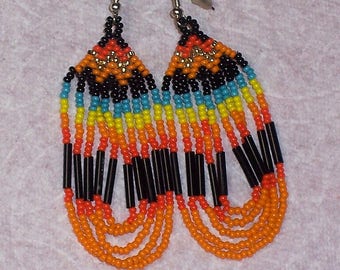 Native American Beaded Loop Earrings