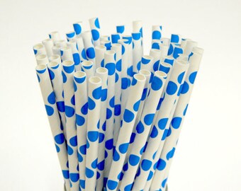 Polka Dot Party Paper Drinking Straws Gold Blue Green Pink