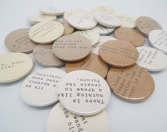 Special Offer- Set of Four Shakespeare Quote Literature Pin Badges