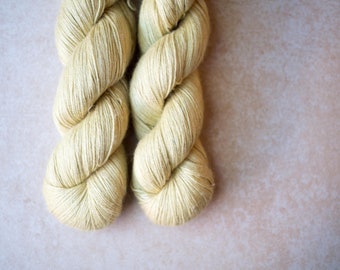 SALE - Alpaca+Silk+Linen sock yarn - hand dyed - Custard