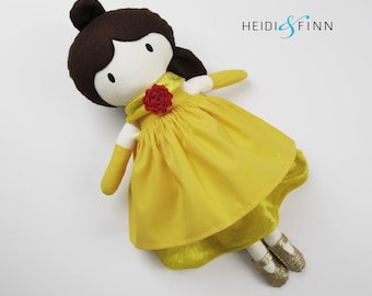 LIMITED EDITION belle Mini Pals soft rag doll keepsake gift OOAK ready to ship gold yellow red
