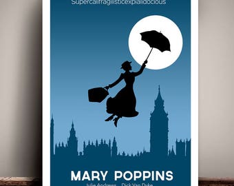 Mary Poppins // Disney // Minimalist Movie Poster // Unique Art Print