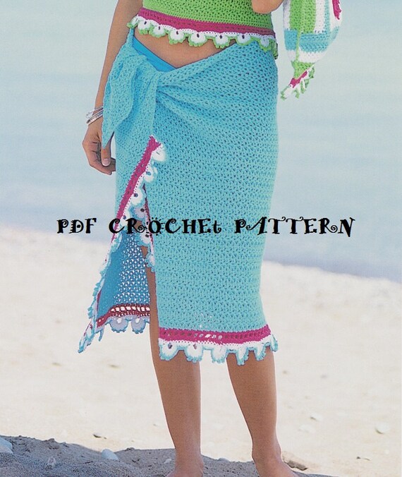 Crochet Women's Summer Sarong Pattern KC0931, Intermediate Skill Level