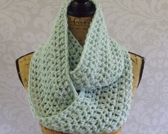 Infinity Scarf Crochet Knit Glacier Ice Blue Women's Accessories Eternity Fall Winter