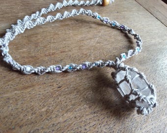Hemp wrapped quartz crystal/hippie necklace/quartz crystal/macrame necklace/macrame/hemp necklace