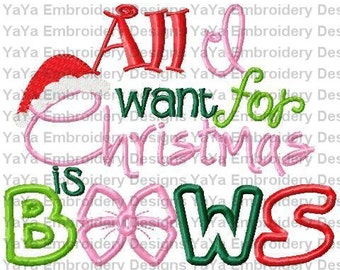 All I Want For Christmas embroidery design